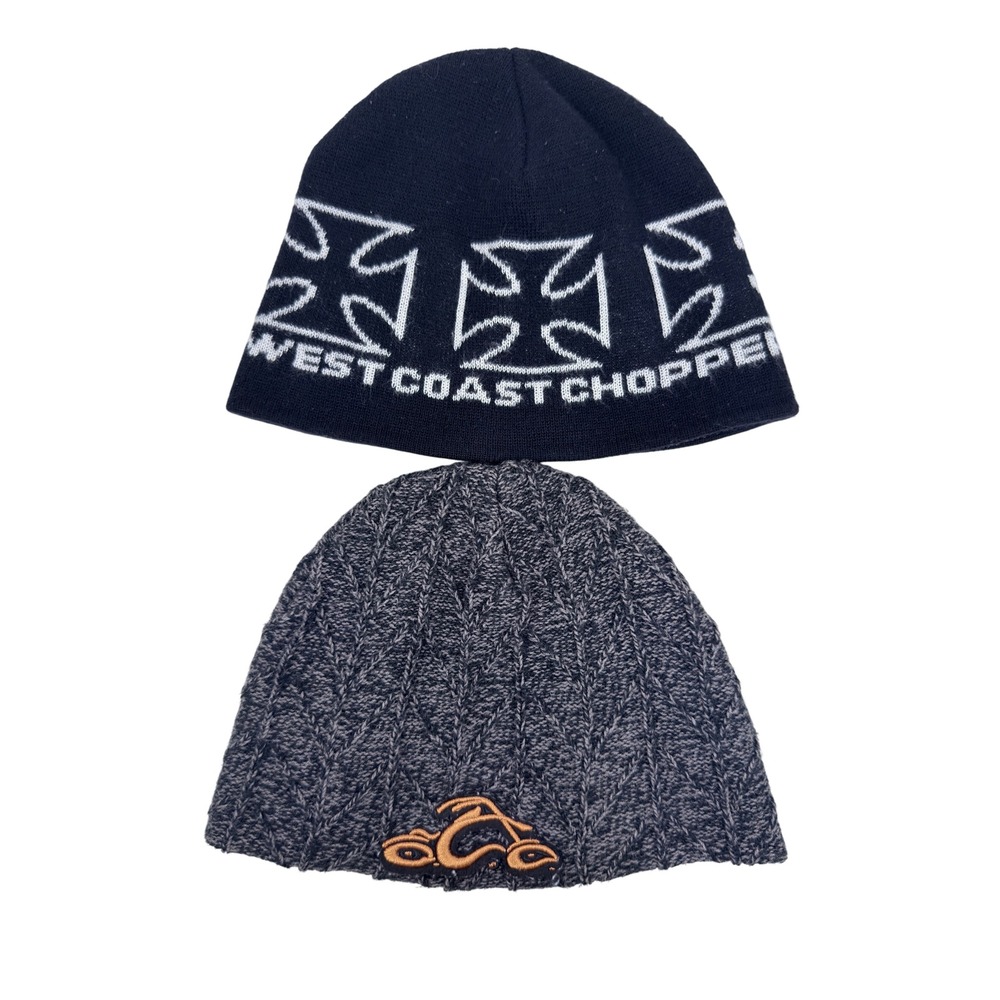 Y2K West Coast Choppers and Orange County Choppers Beanie Men OSFM Lot of 2